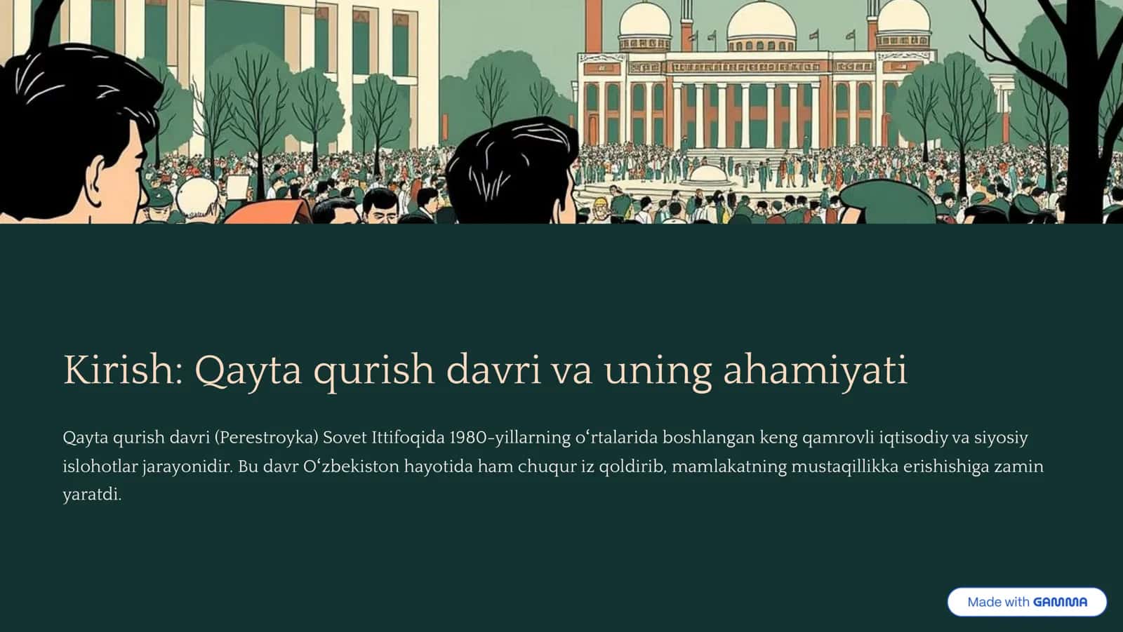 Qayta qurish yillarida 2