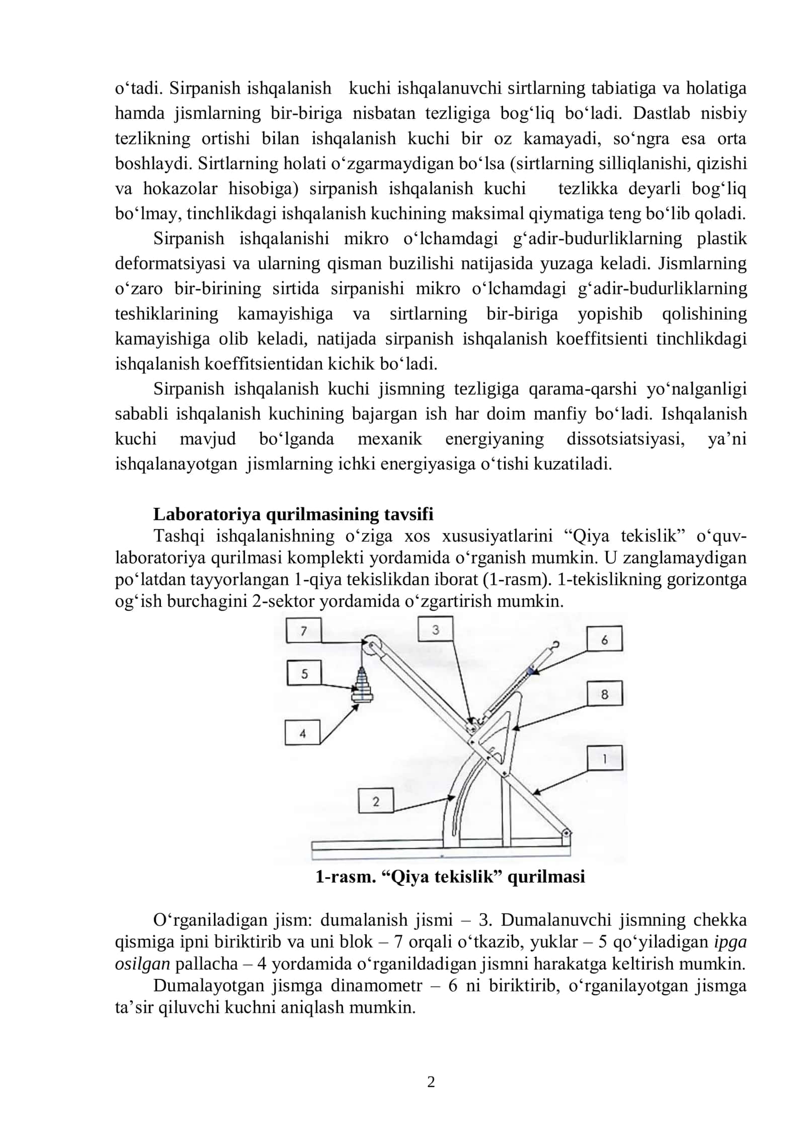QIYA TEKISLIKDA SIRPANISH ISHQALANISH KOEFFITSIYENTINI ANIQLASH 2