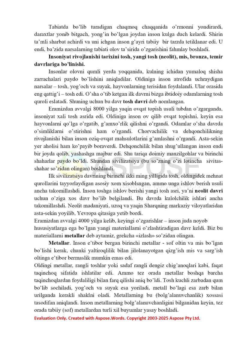 Seminar№1 “Insoniyat sivilizatsiyasi va amaliy kimyo” 2