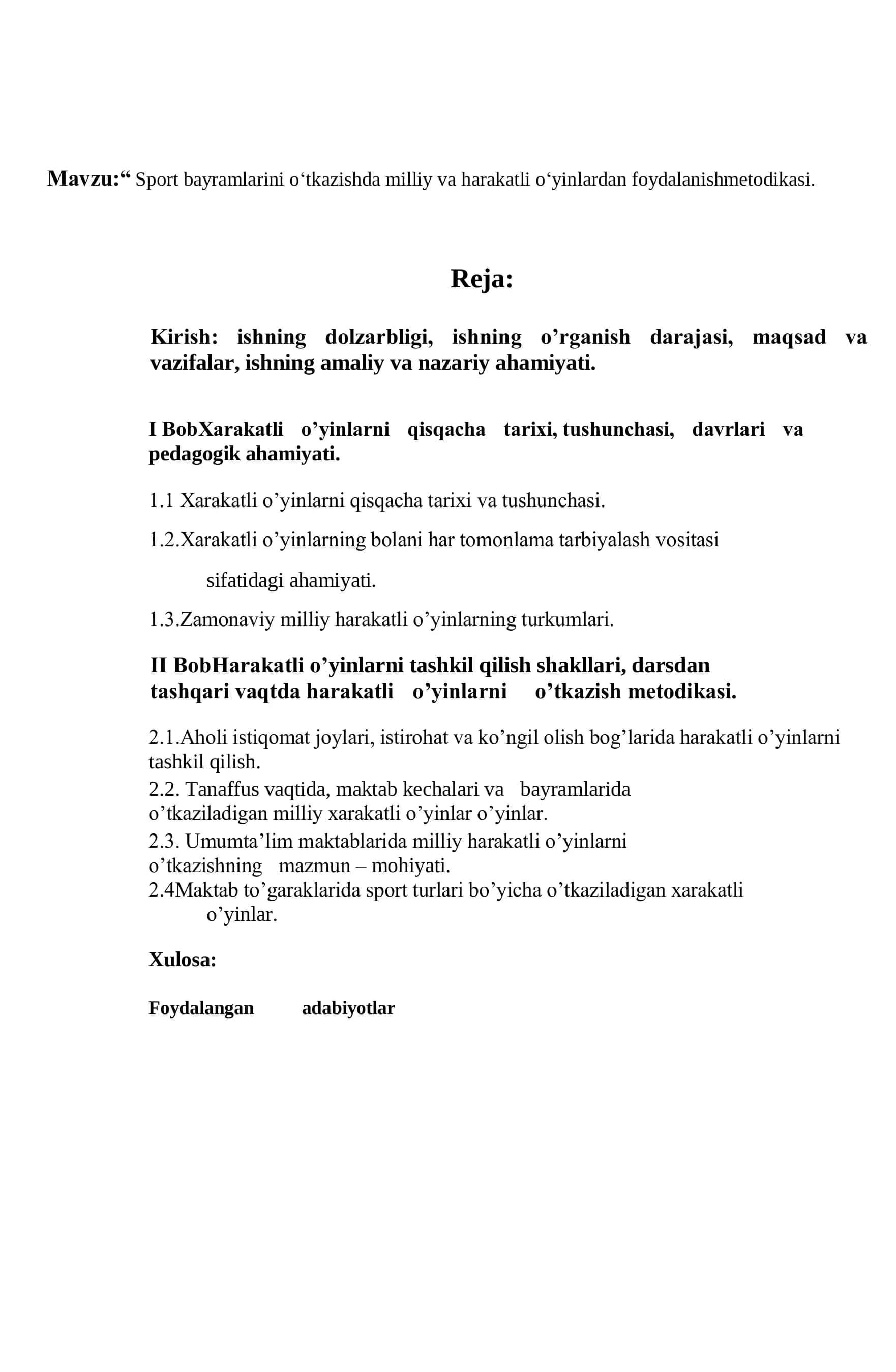 Sport bayramlarini o‘tkazishda milliy va harakatli o‘yinlardan foydalanish metodikasi 2