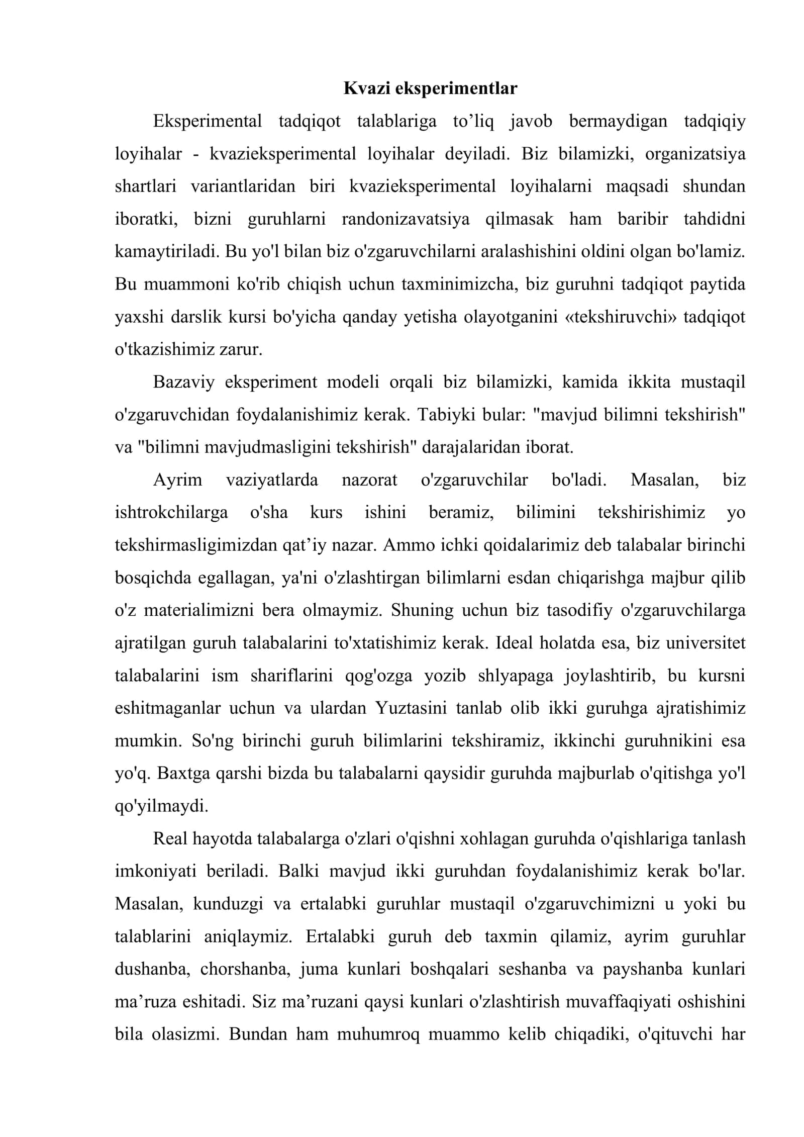 No an'anaviy tadqiqotlarni loyihalash 2