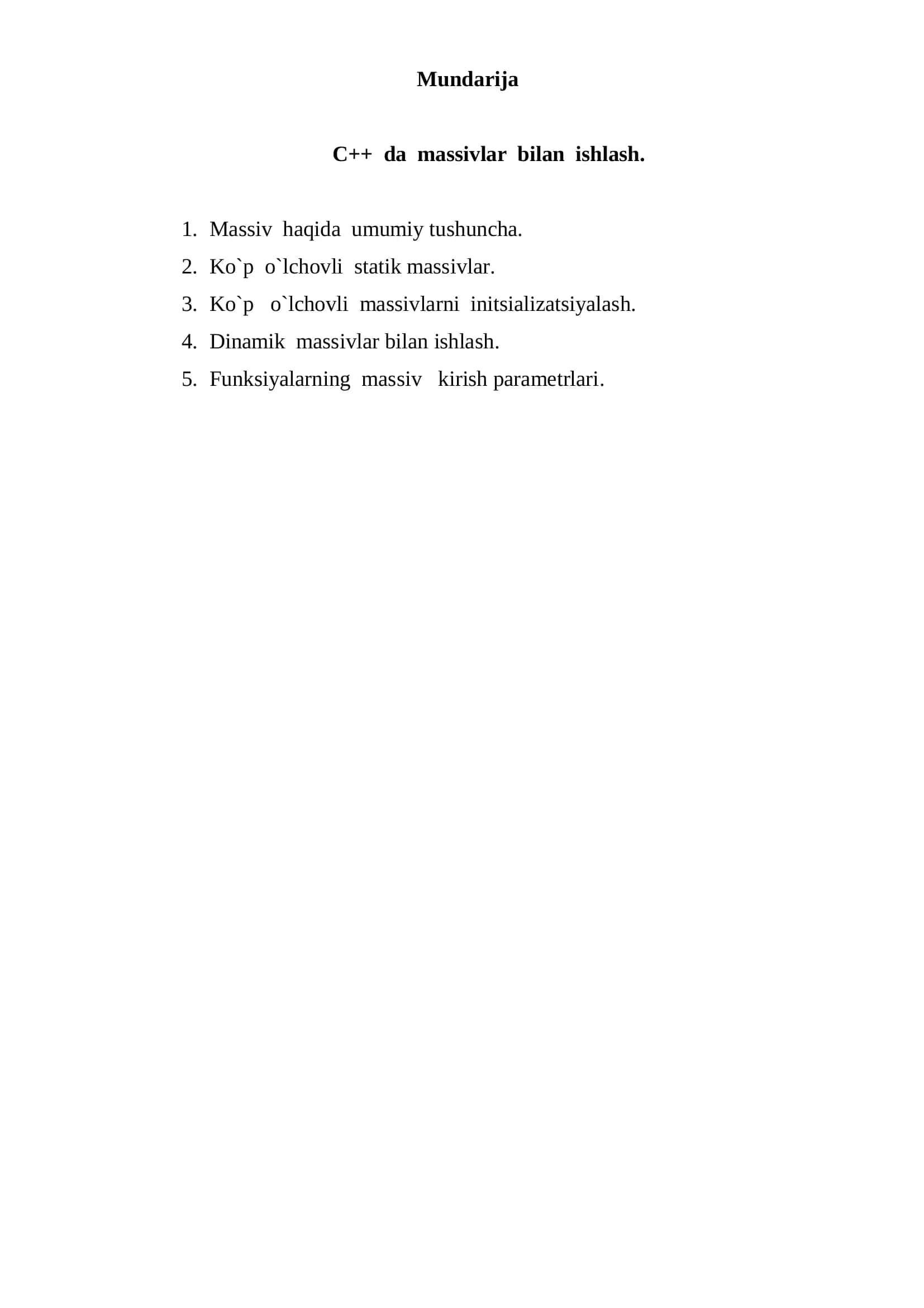 C++ da massivlar bilan ishlash 2