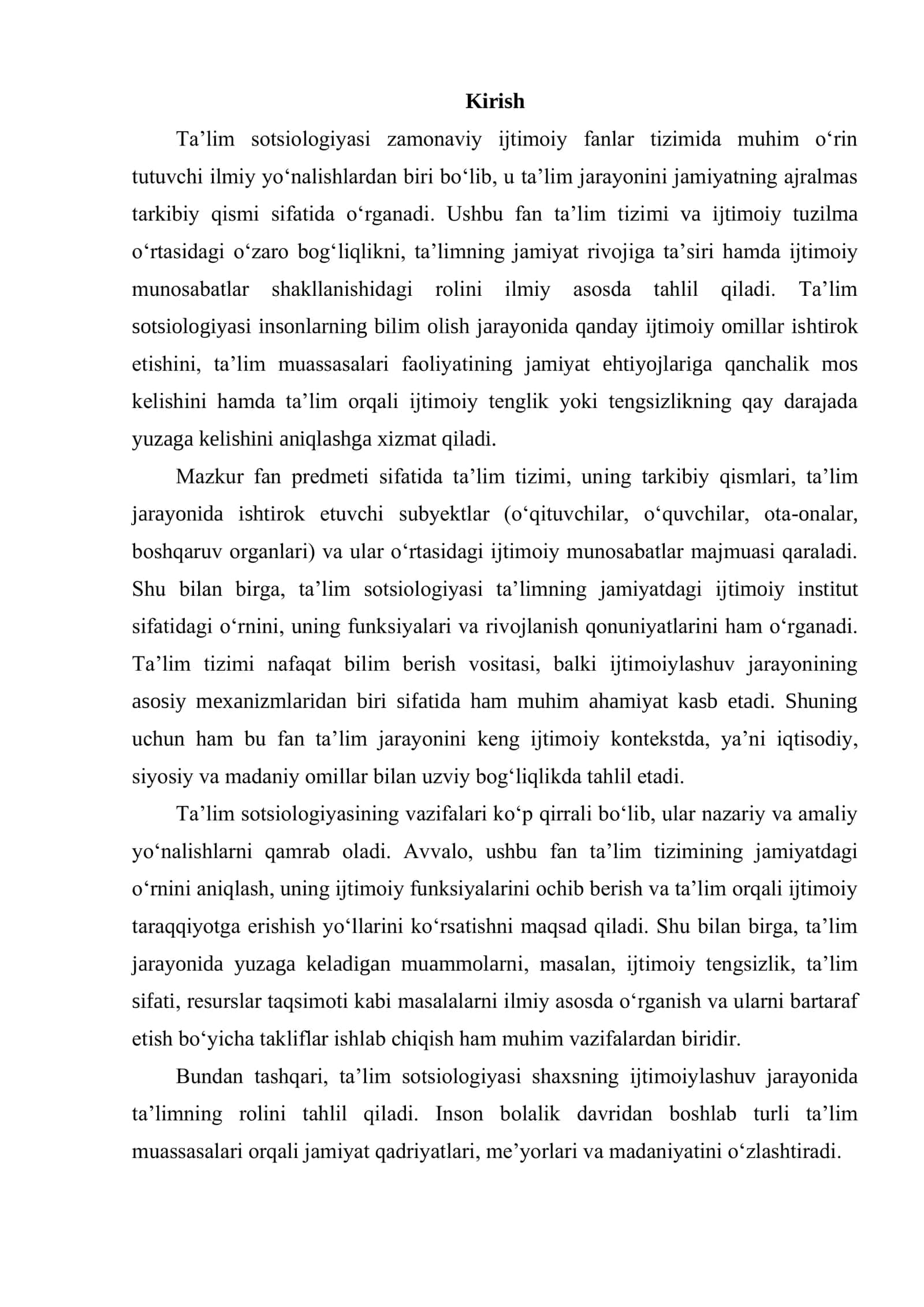 TA'LIM SOTSIOLOGIYASI FANINING PREDMETI VA VAZIFALARI 2