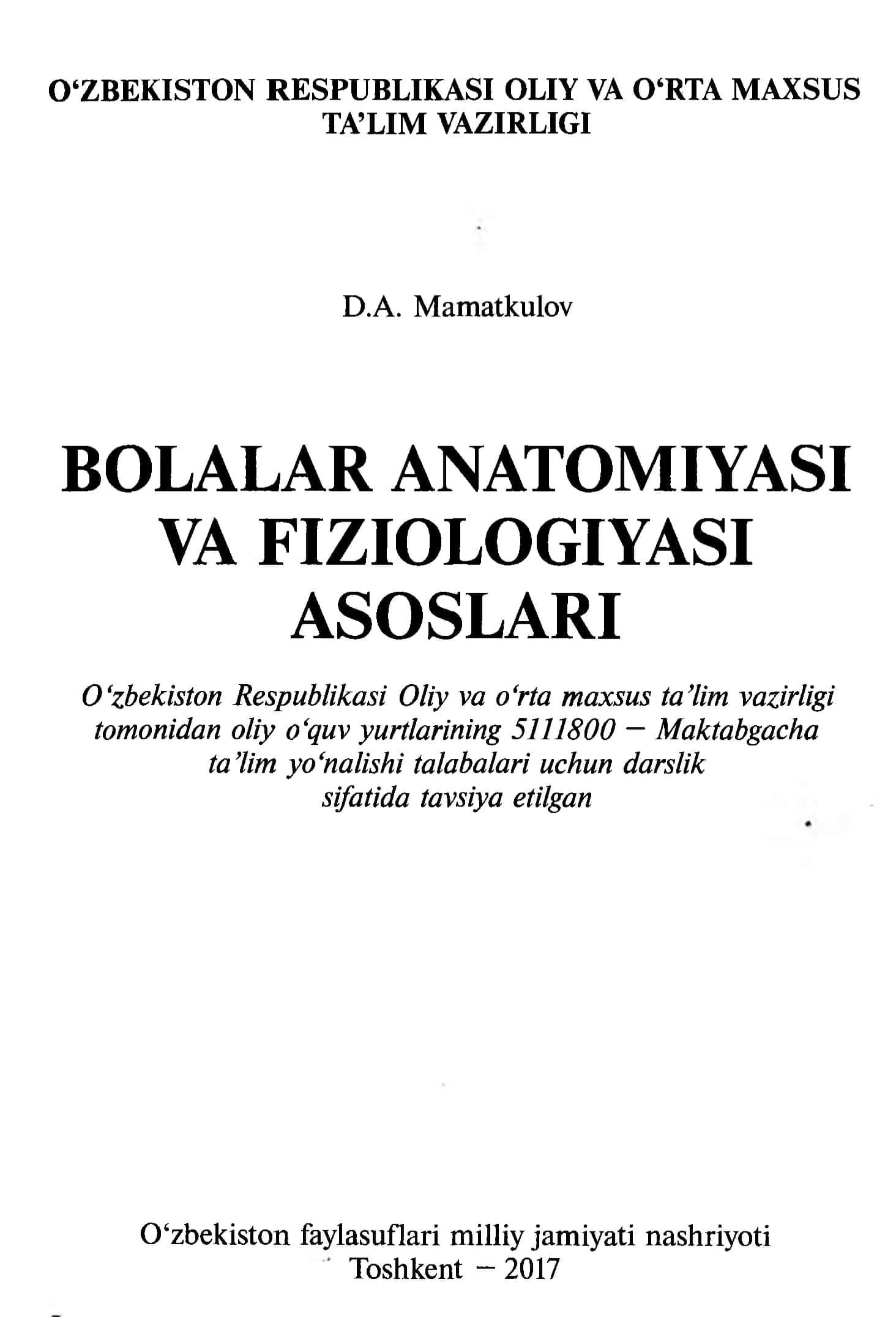 Bolalar anatomiyasi va fiziologiyasi asoslari 2
