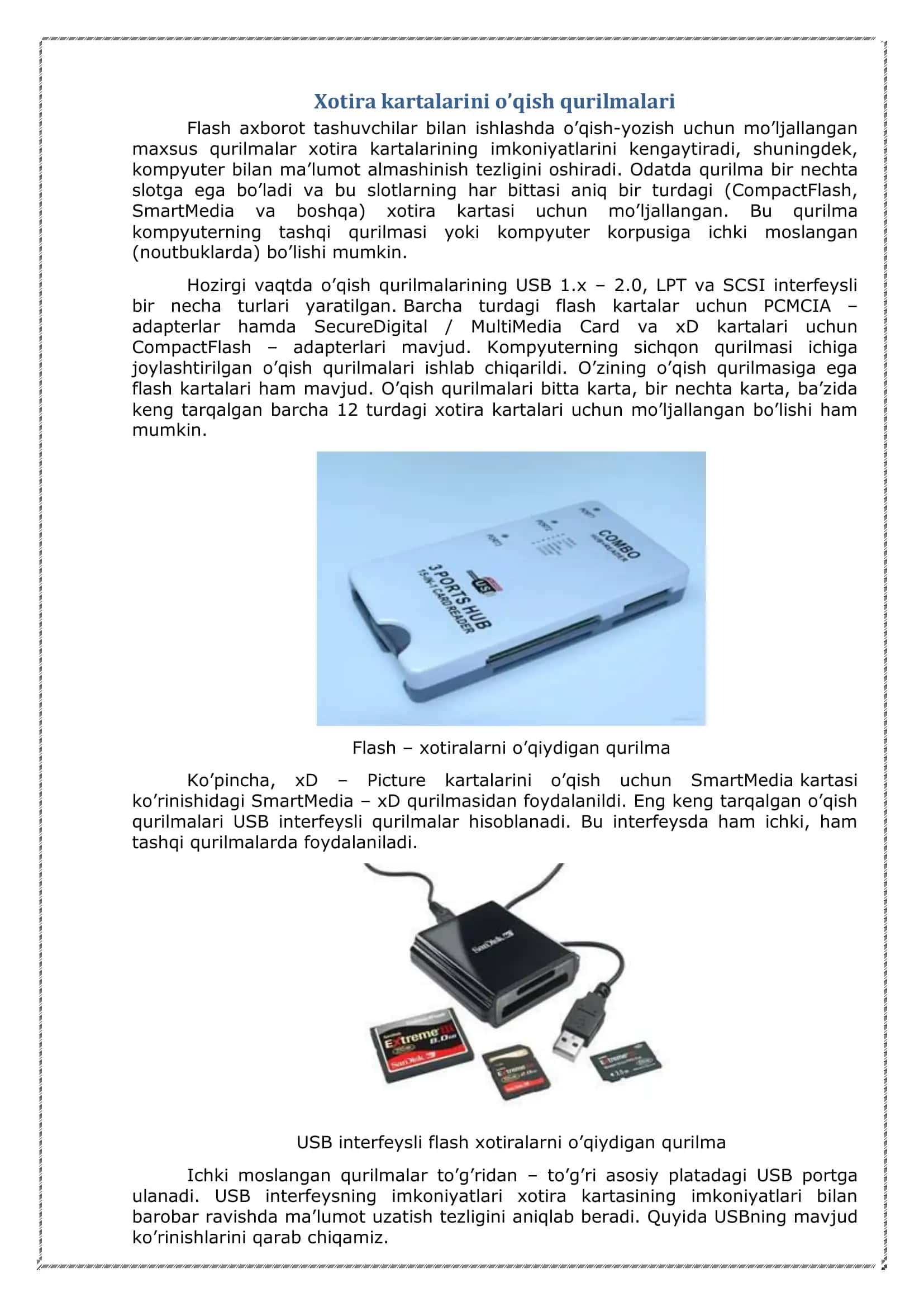 Xotira kartalarini o’qish qurilmalari 2