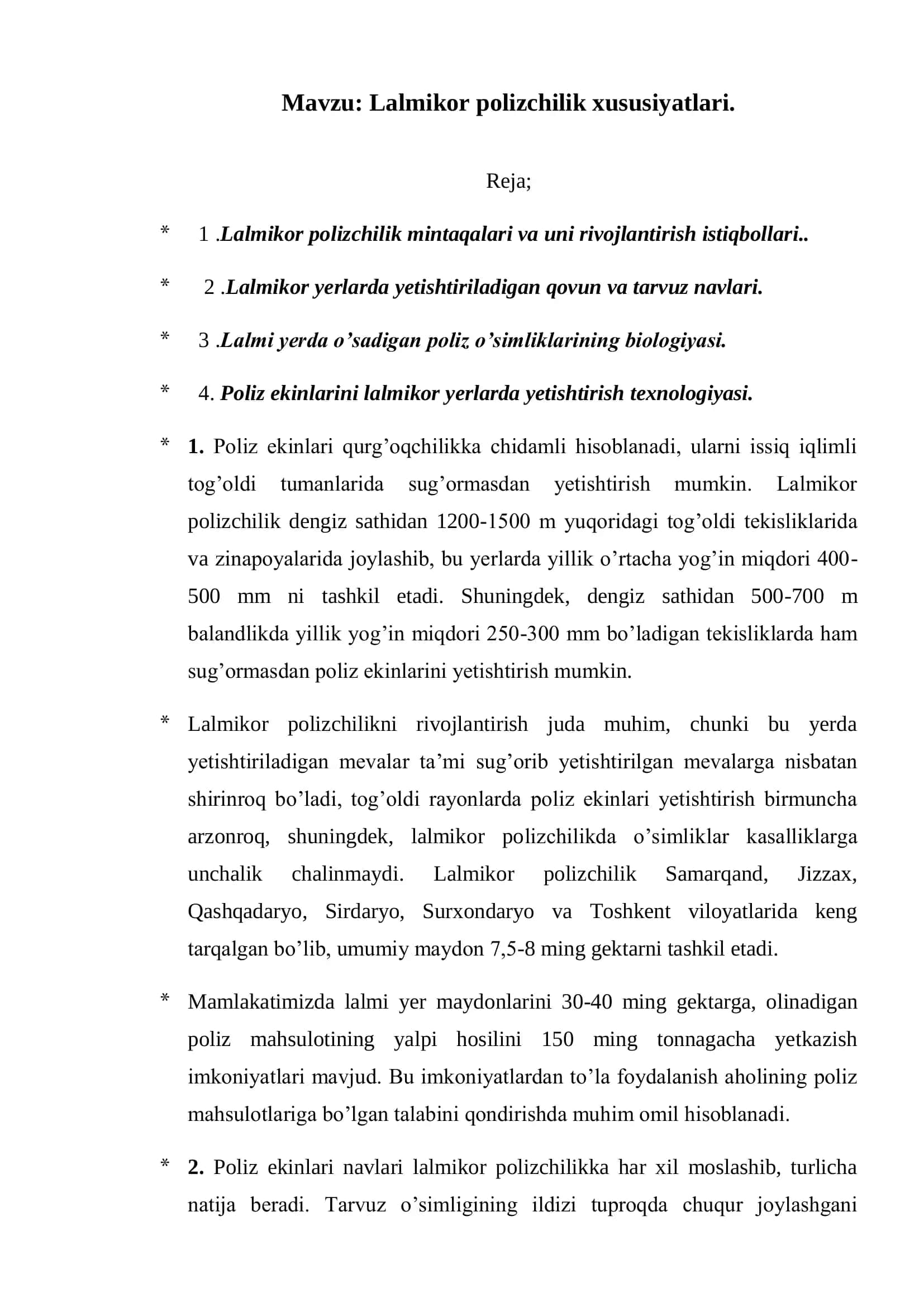 Lalmikor polizchilik xususiyatlari 2