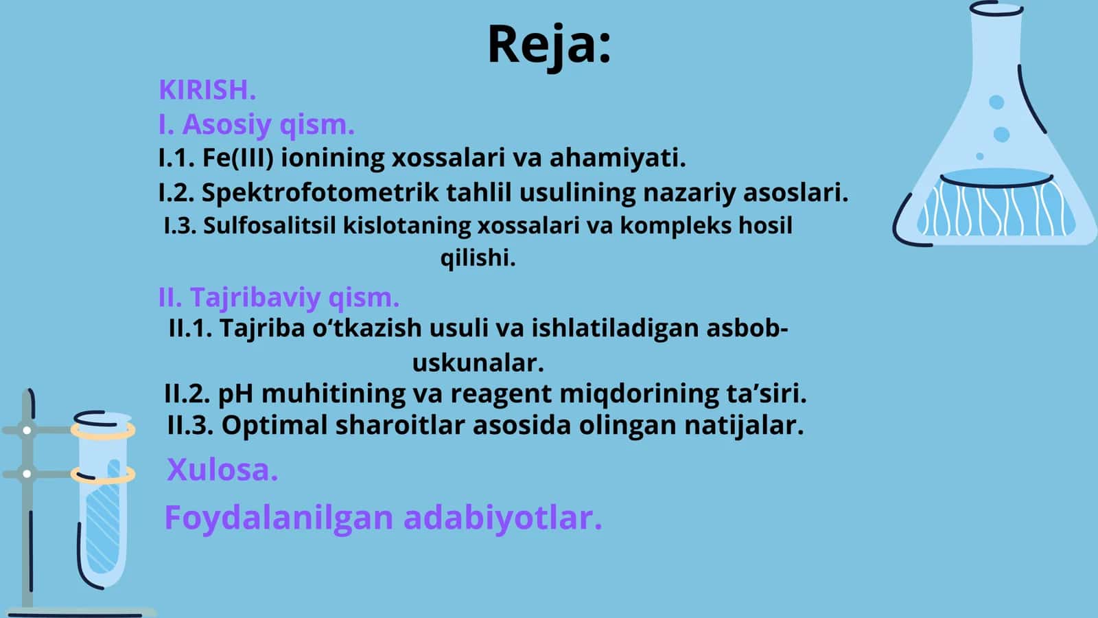Fe(III) ionini organik reagent yordamida spektrofotometrik usulida aniqlashning optimal sharoitlarini oʻrganish 2