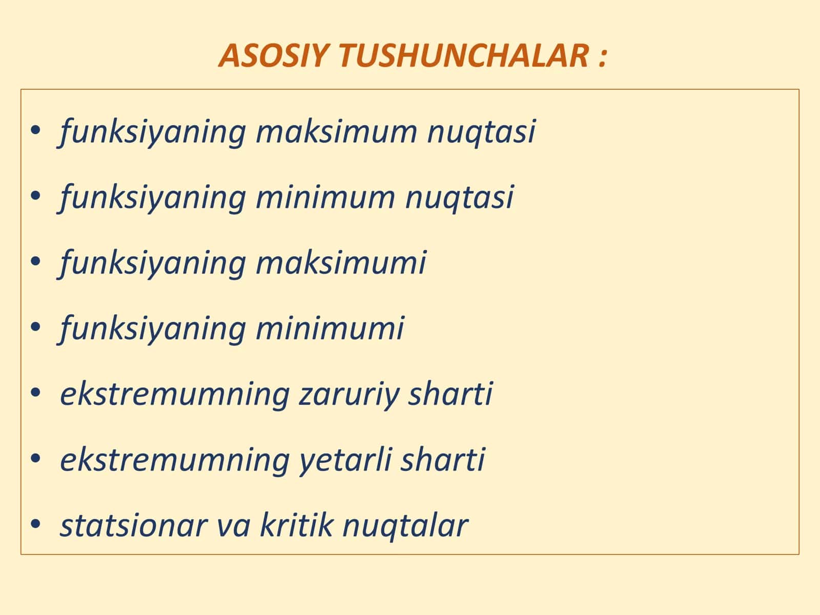 Funksiya ekstremum nuqtasi va ekstremum qiymati 2