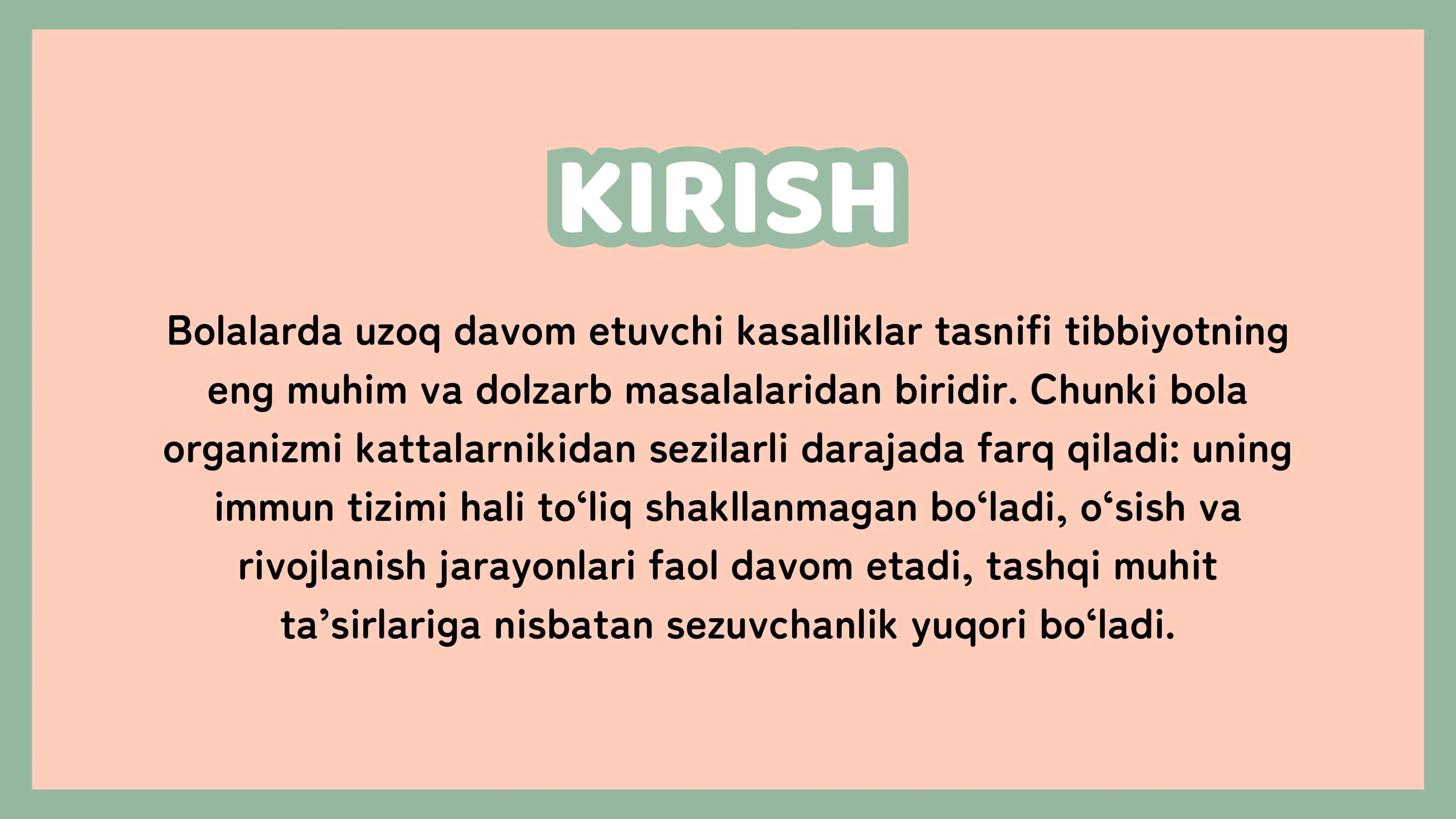 Bolalarda uzoq davom etuvchi kasalliklar tasnifi 2