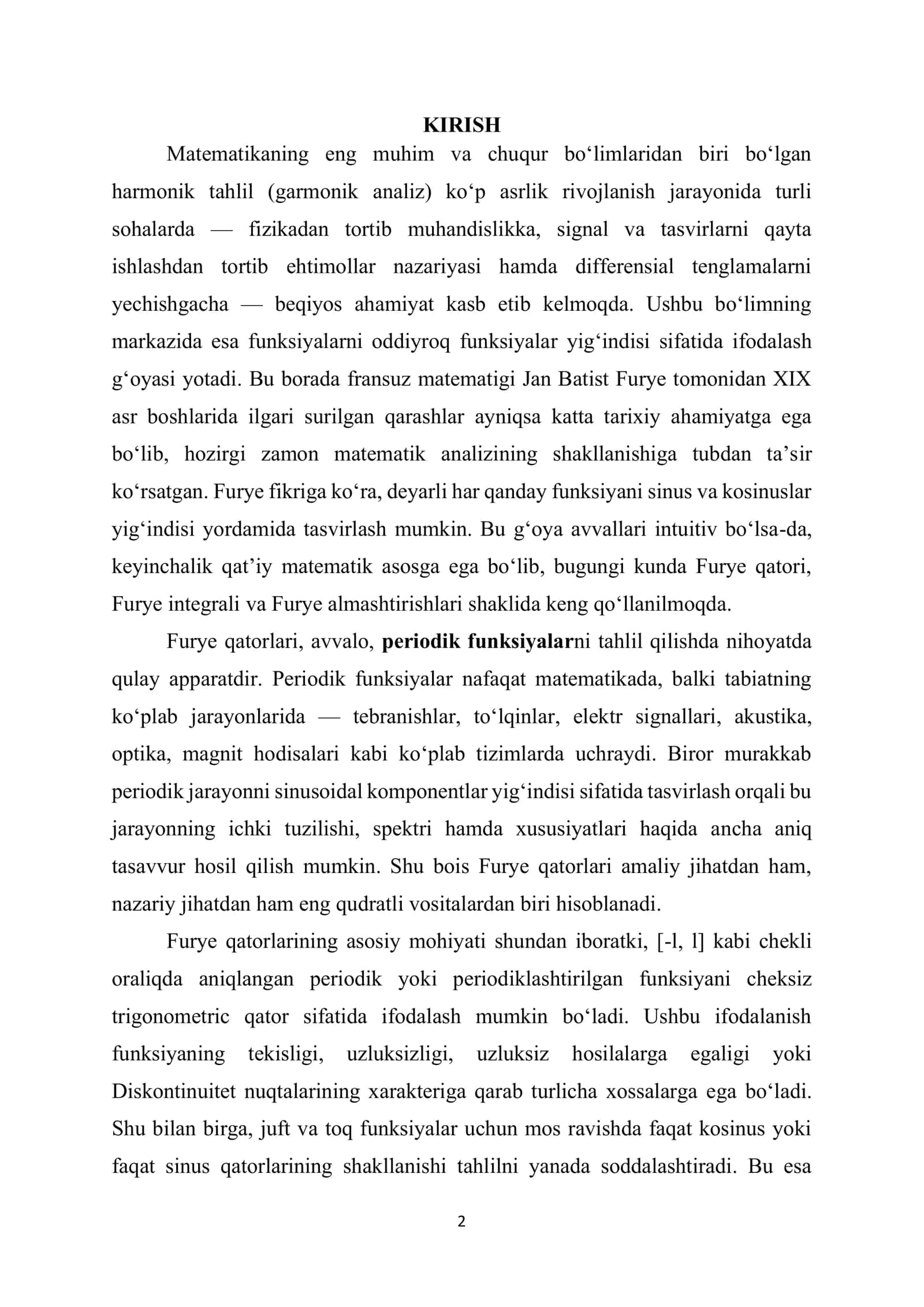 Furye integrali va Furye almashtirishi 2