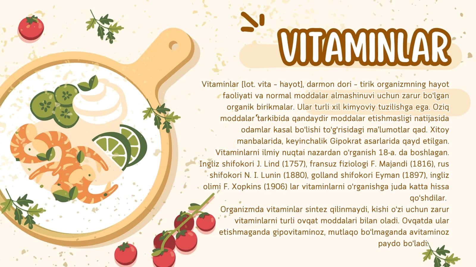 ORGANIZMNING VITAMINLAR BILAN TA’MINLANGANLIGINI O‘RGANISH VA BAHOLASH 2