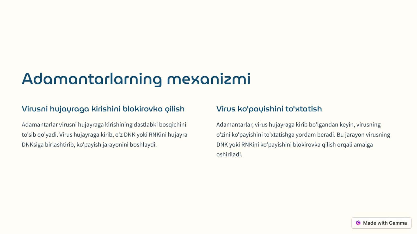 Adamantarlar (remantadin, midantan) guruhiga kirgan dori moddalar tahlili va ishlatilishi 2