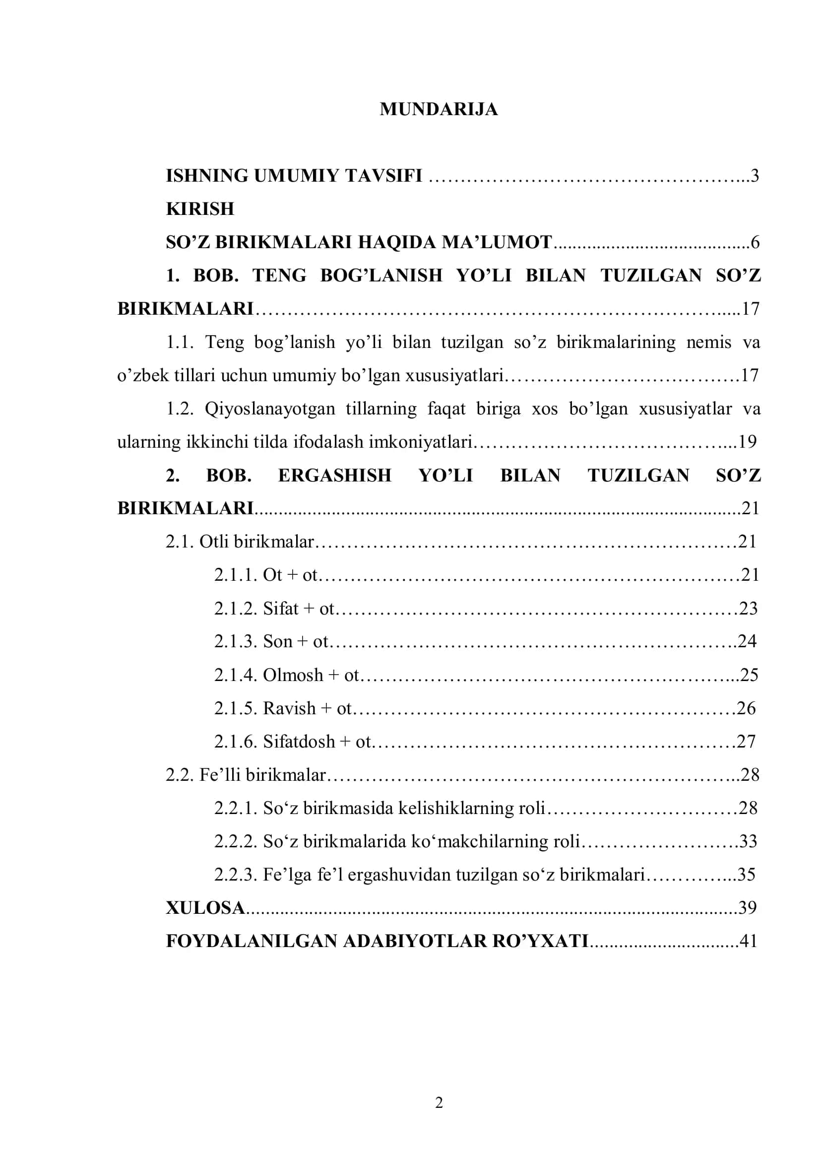 Nemis va o’zbek tillarida so’z birikmalari 2