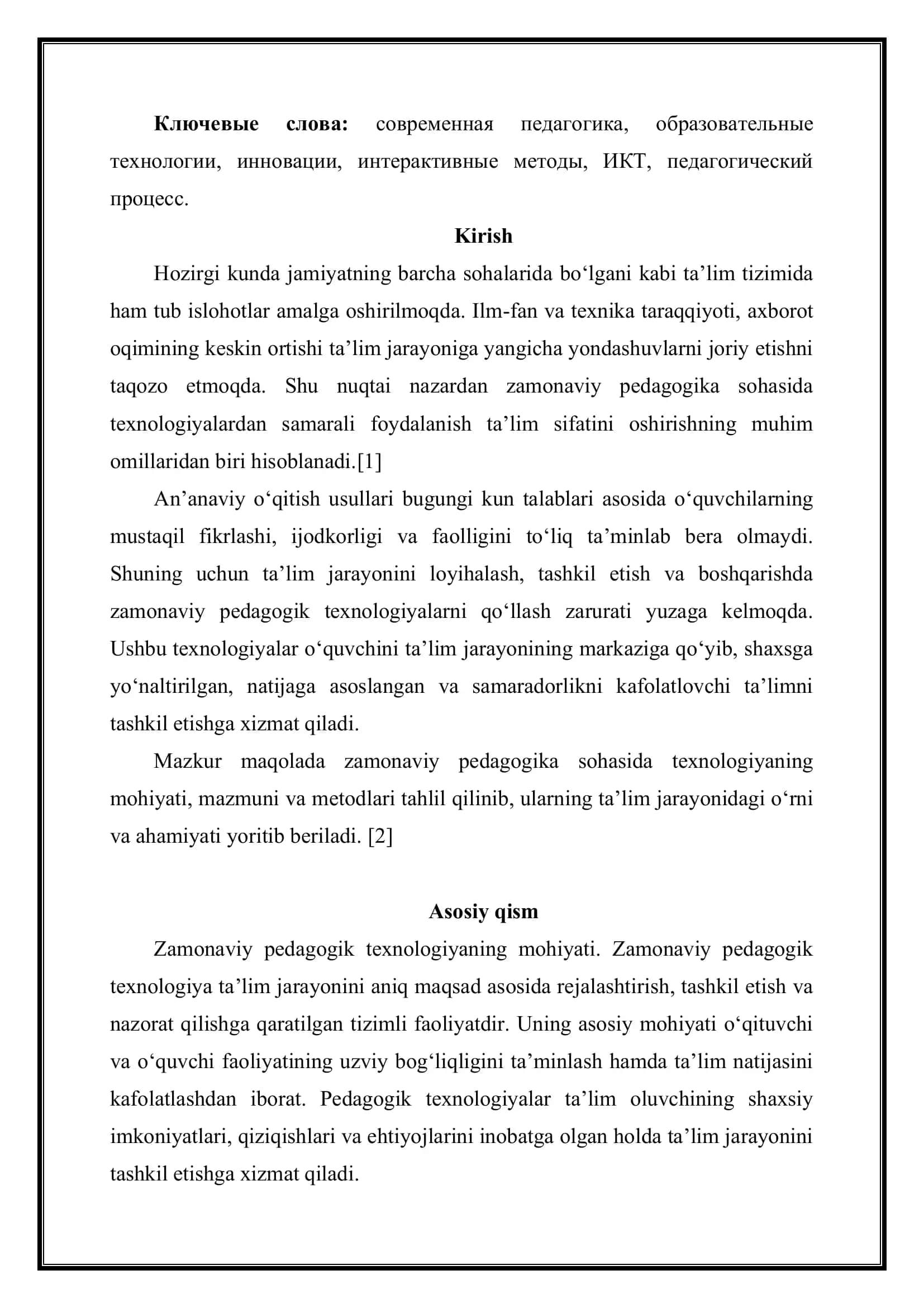 Zamonaviy pedagogika sohasida texnologiyaning mohiyati, mazmuni va metodlari 2