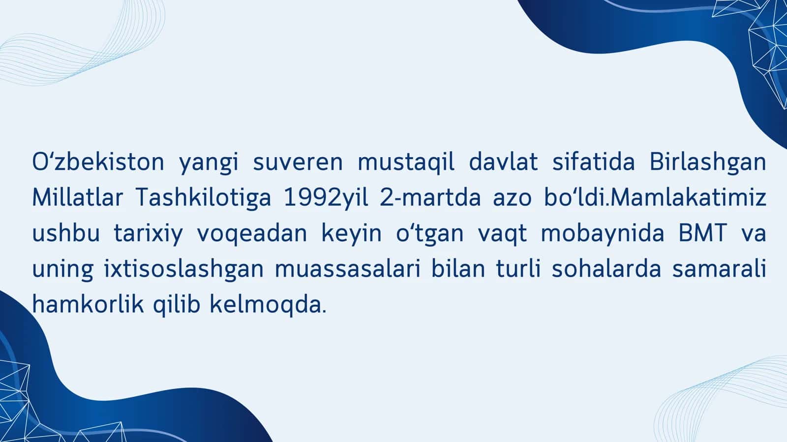 Oʻzbekistonning xalqaro tashkilotlar bilan hamkorlik aloqalari 2