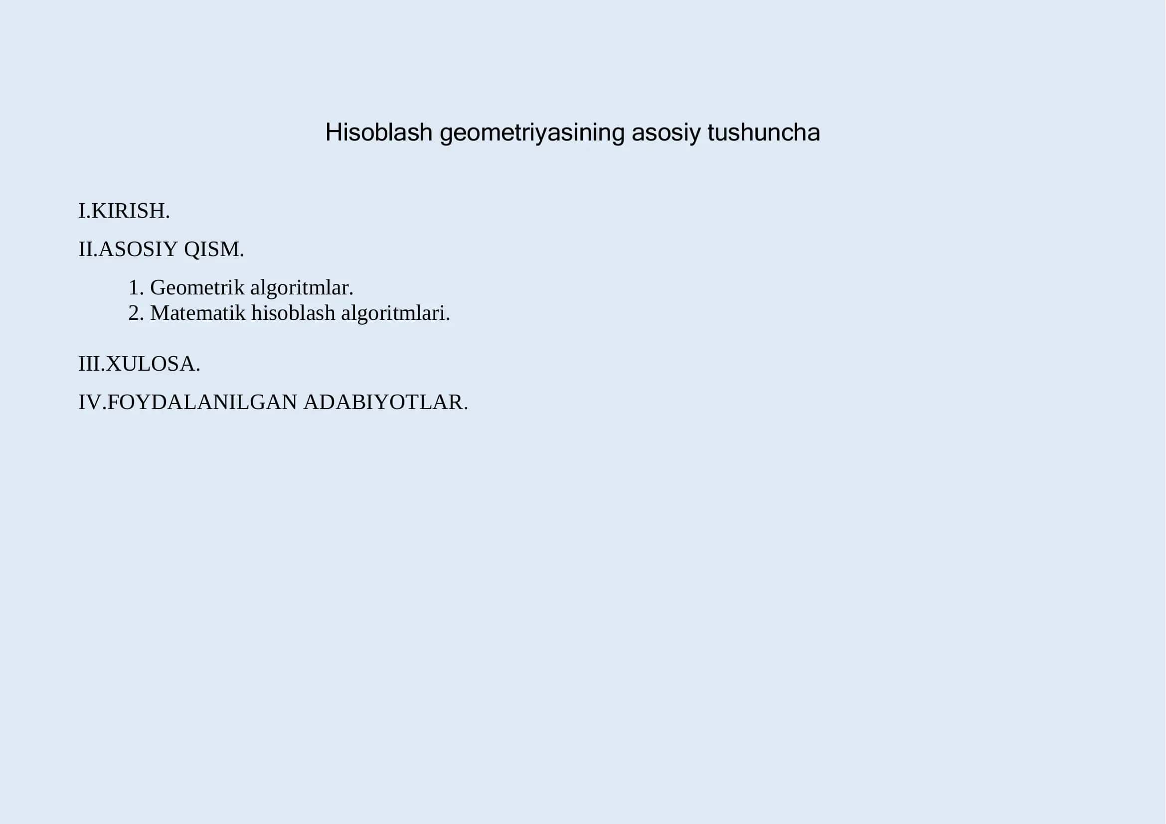 Hisoblash geometriyasining asosiy tushuncha 2