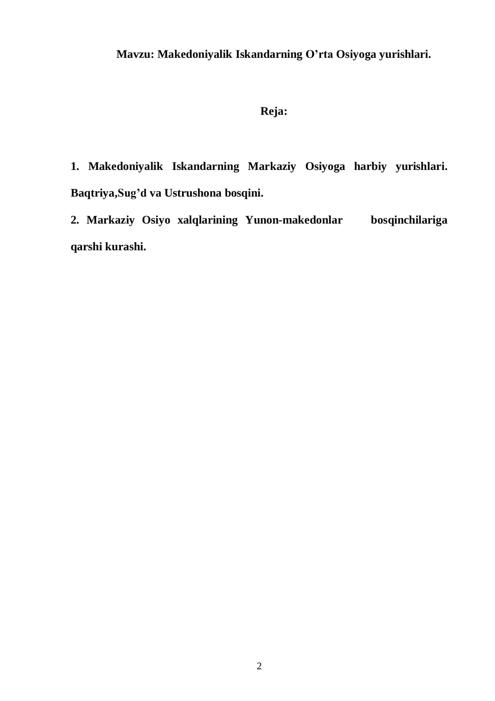 Makedoniyalik Iskandarning O’rta Osiyoga yurishlari 2