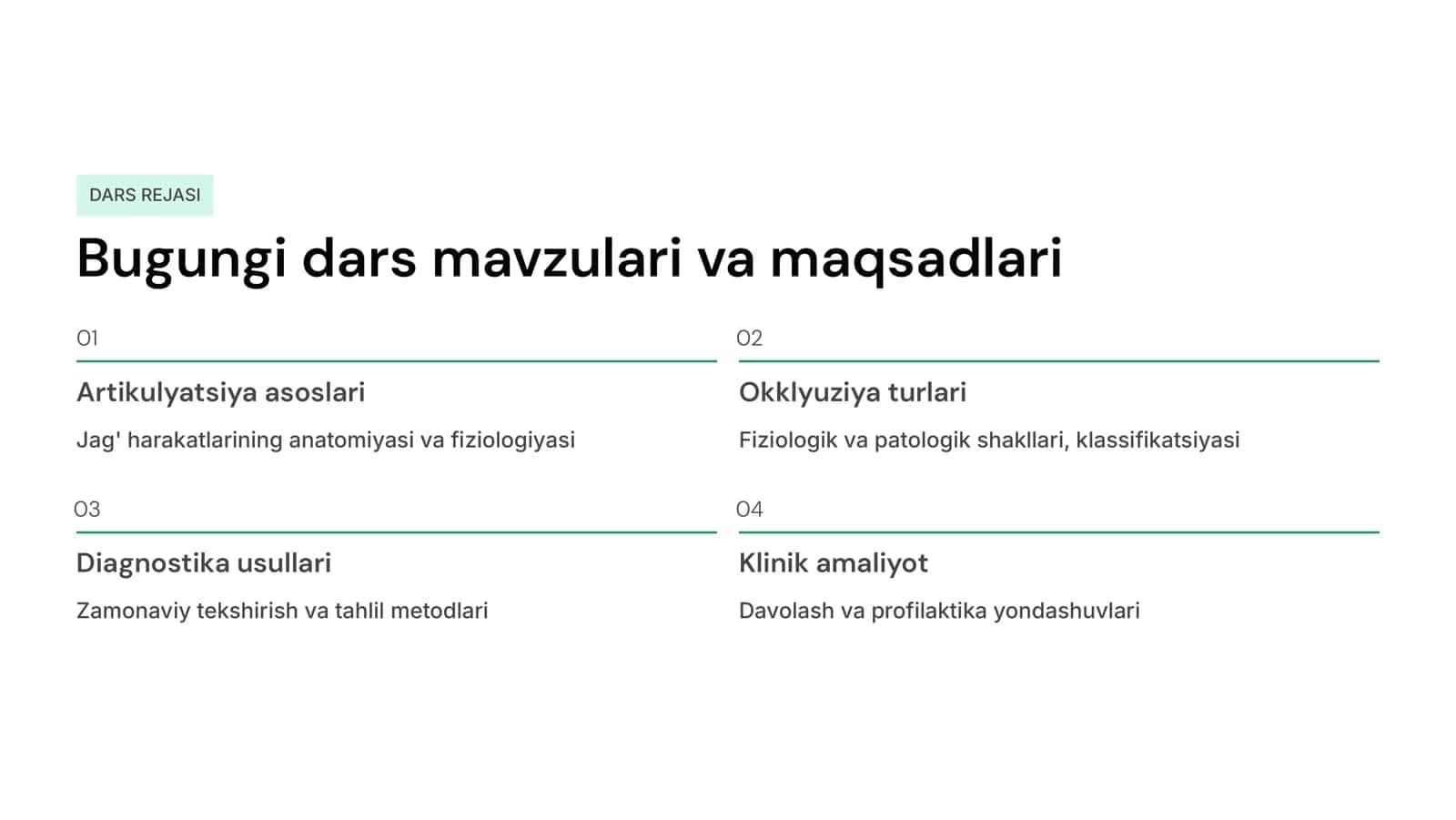 Artikulyatsiya va okklyuziya.Tarkibiy elementlari.Okklyuziya turlari 2