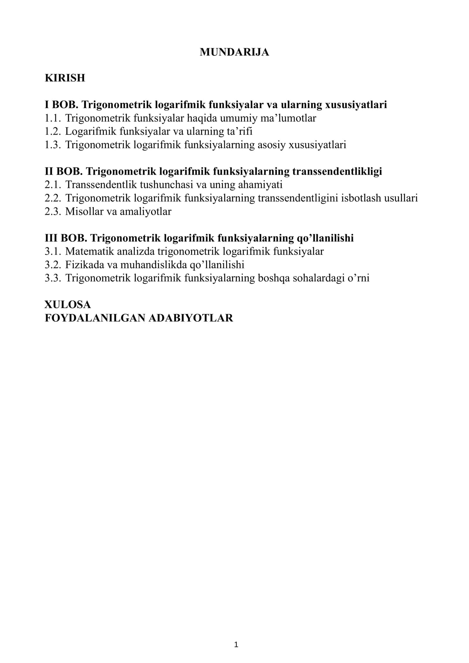 MATAMATIK ANALIZ FANIDAN TAYYORLAGAN KURS ISHI 2