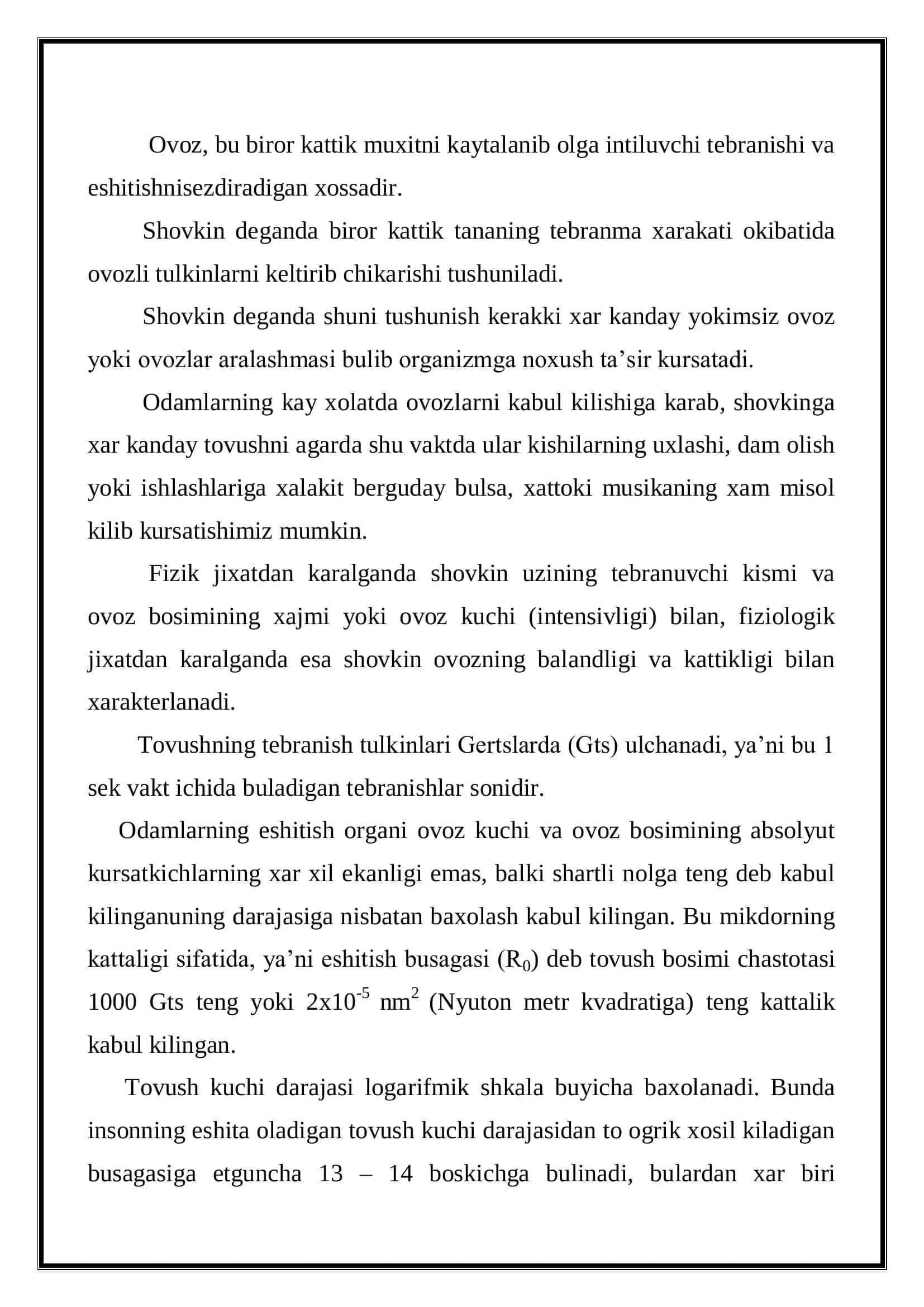 Shovqinga Qo'yilgan Gigenik Talablar 2