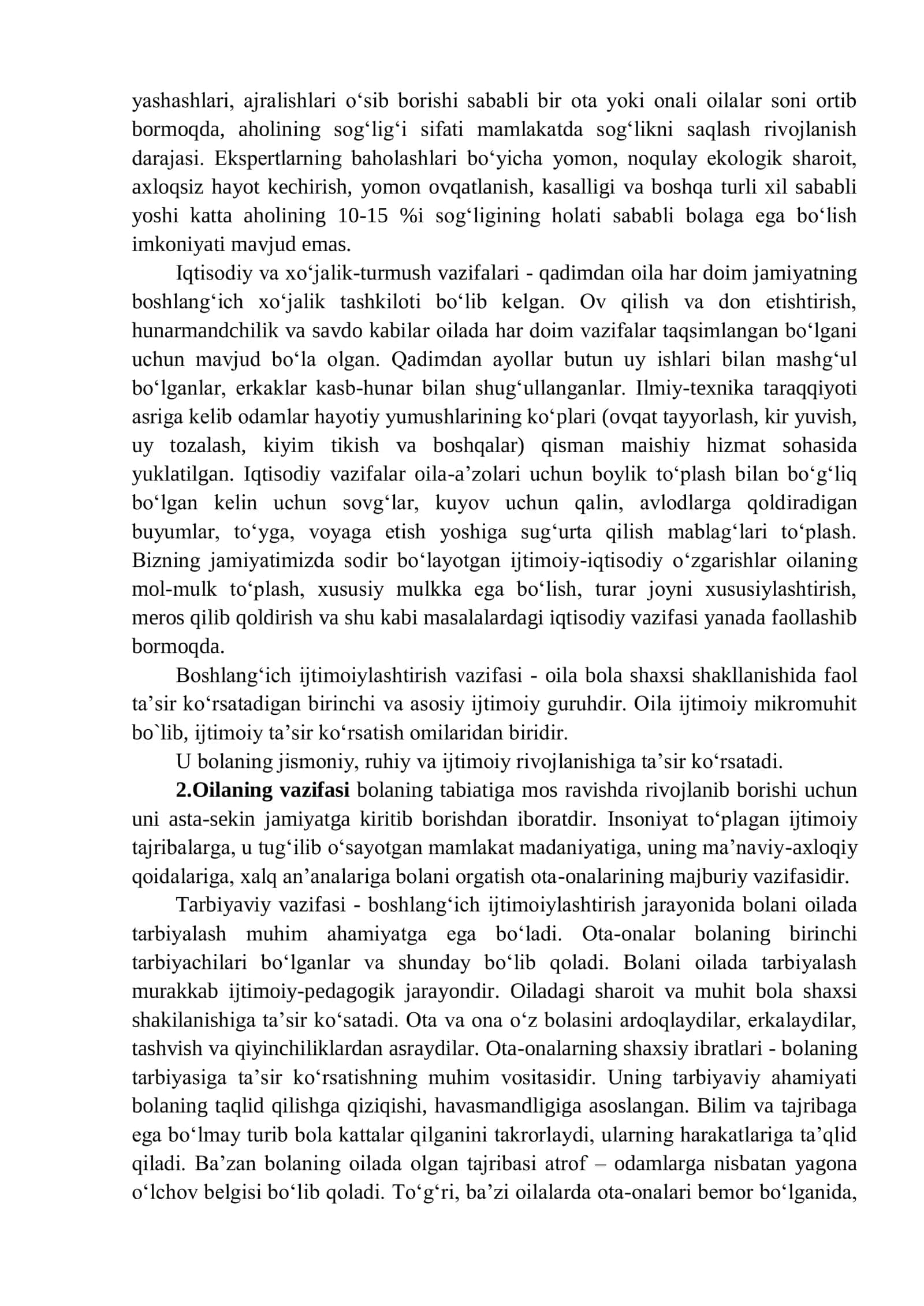 OILA, UNING VAZIFALARI VA TURLARI 2