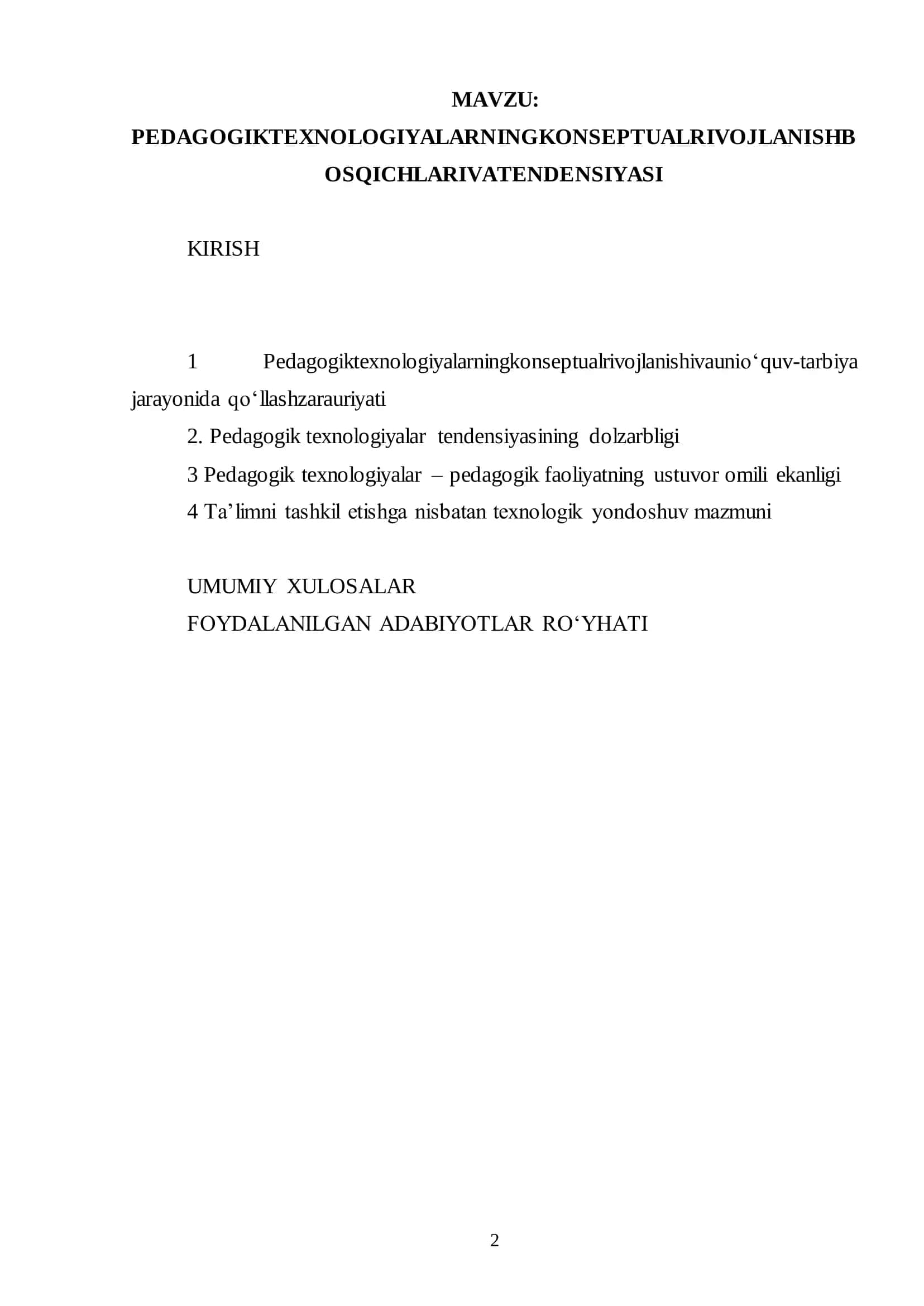 Pedagogik texnologiyalarning konseptual rivojlanishi va tendensiyasi 2