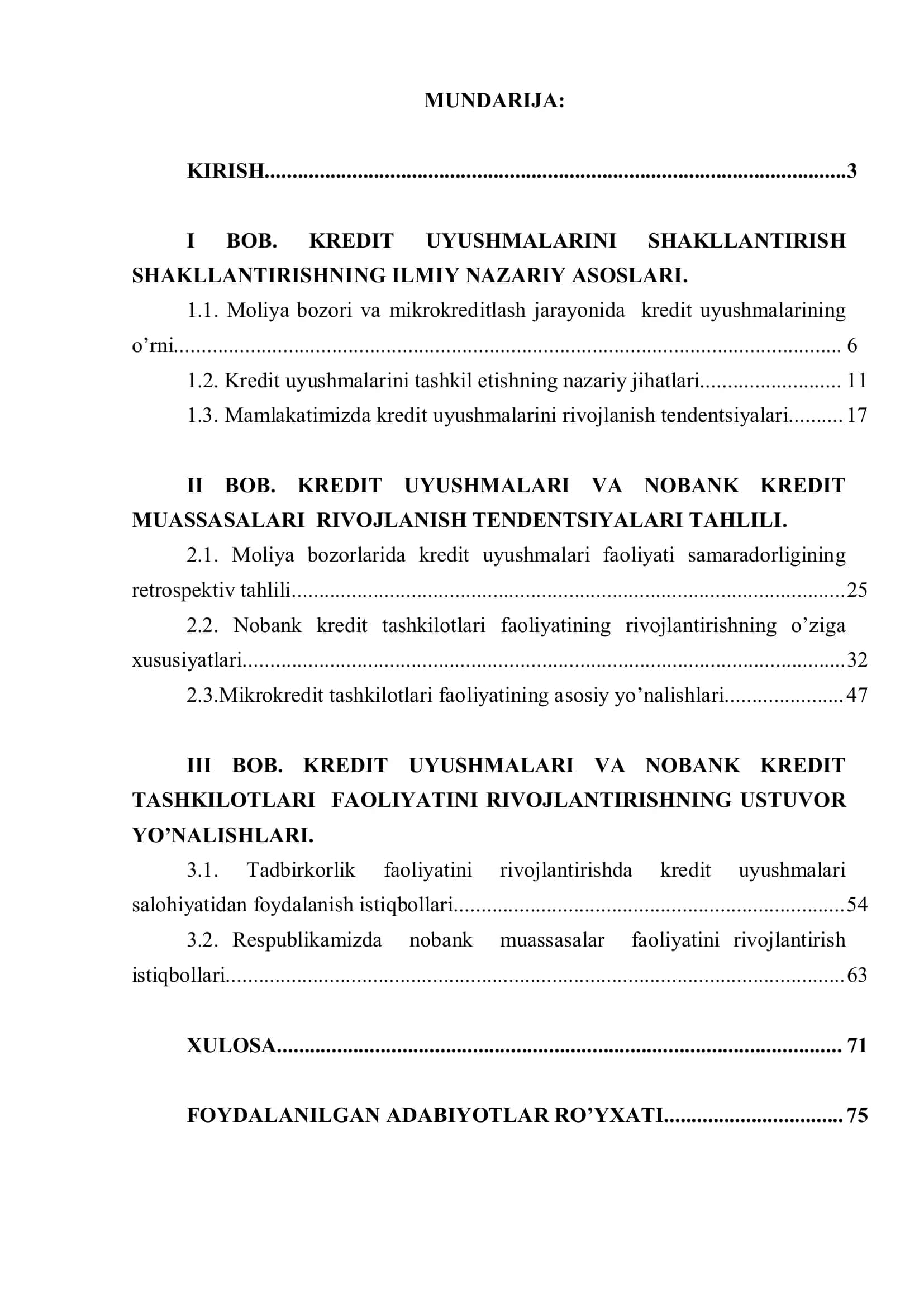 KREDIT UYUSHMALARINI SHAKLLANTIRISH VA RIVOJLANTIRISH ISTIQBOLLARI 2
