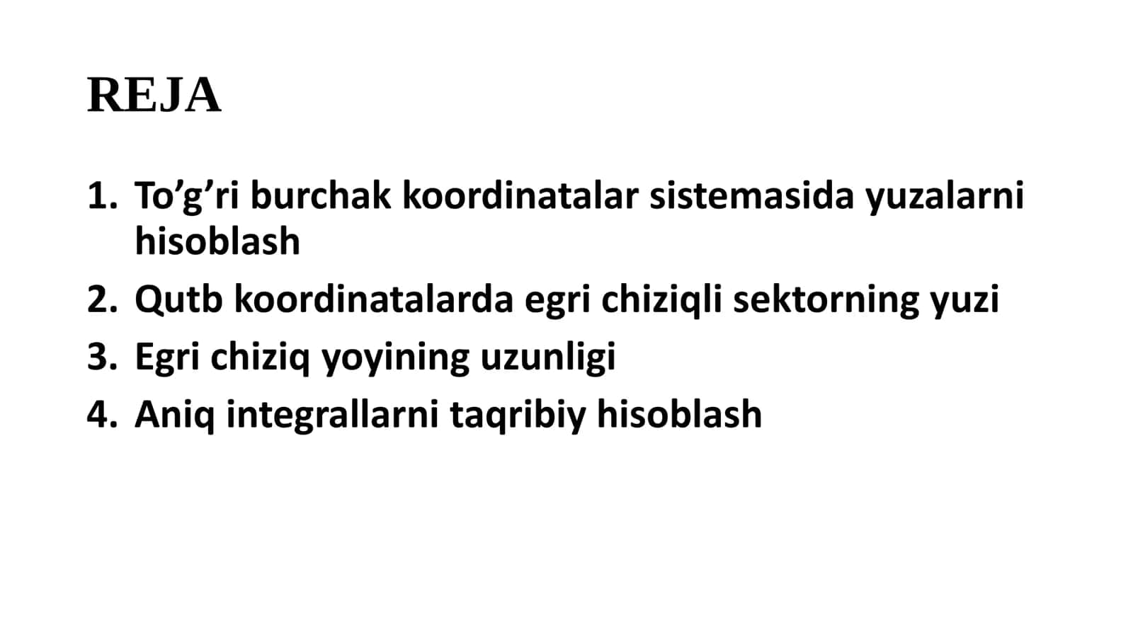 Aniq integralning tatbiqlari 2