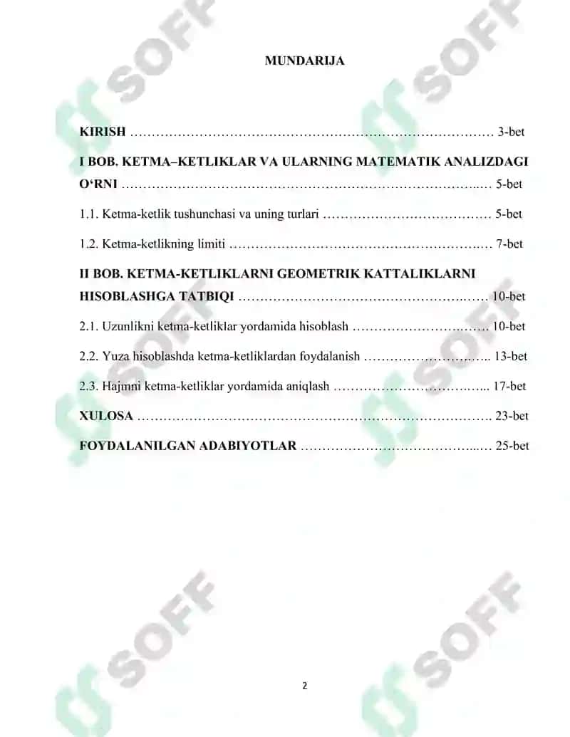 Ketma-ketliklarni geometrik kattaliklarni hisoblashga tatbiqi 2