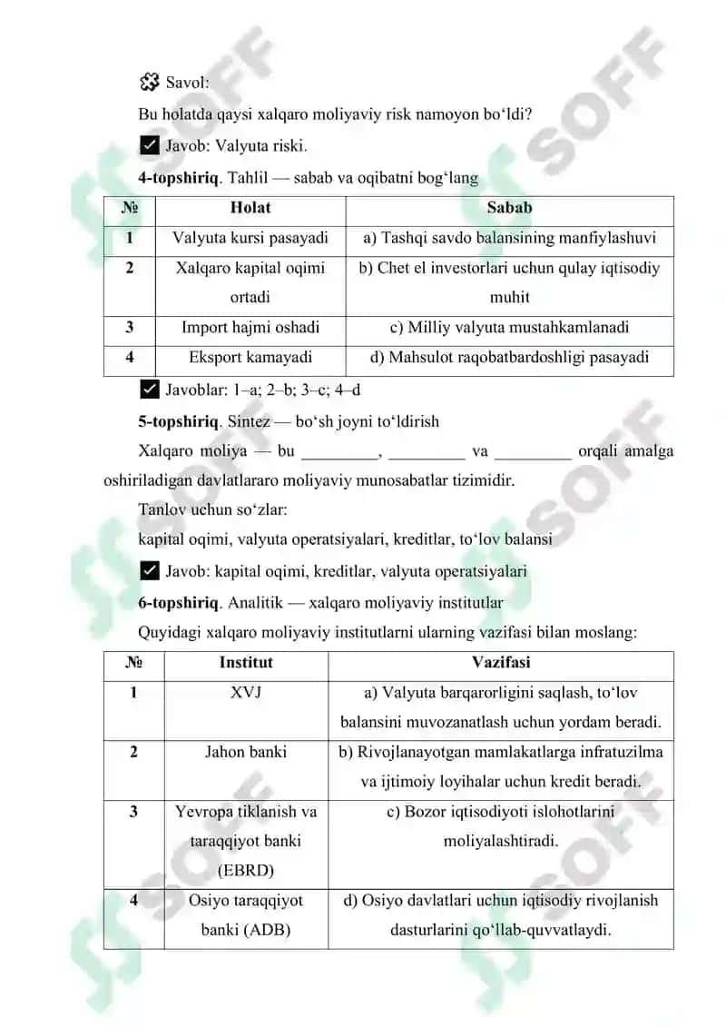 XALQARO MOLIYANING ASOSLARI VA RIVOJLANISH TENDENSIYALARI 2