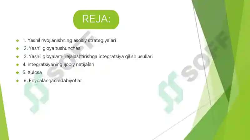 Yashil rivojlanishni rejalashtirishda yashil g'oyalarni integratsiyasi 2