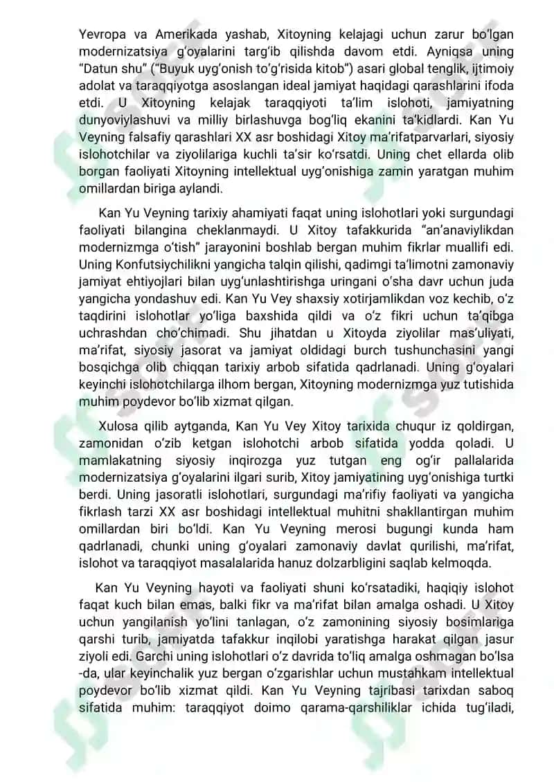 Kan Yu Veey tarixiy shaxs sifatida essay talabalar uchun 2