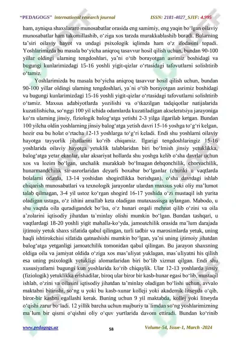 O‘SMIRNING SHAXS SIFATIDA SHAKLLANISHIDA OILANING TUTGAN O‘RNI 2
