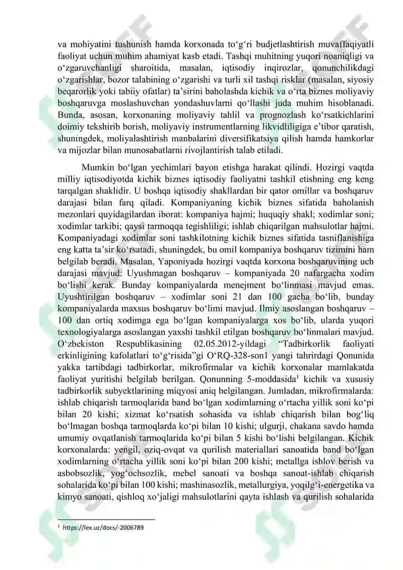 Kichik tadbirkorlik va moliyaviy menejment 2