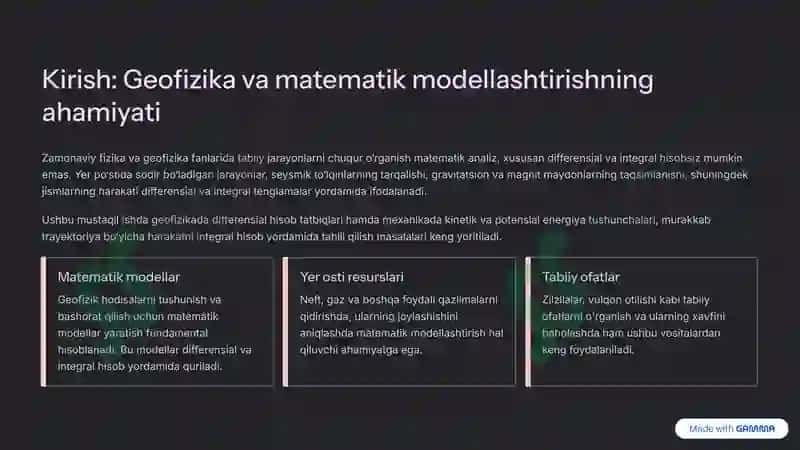 Geofizikada Differensial va Integral Hisob Tatbiqlari 2