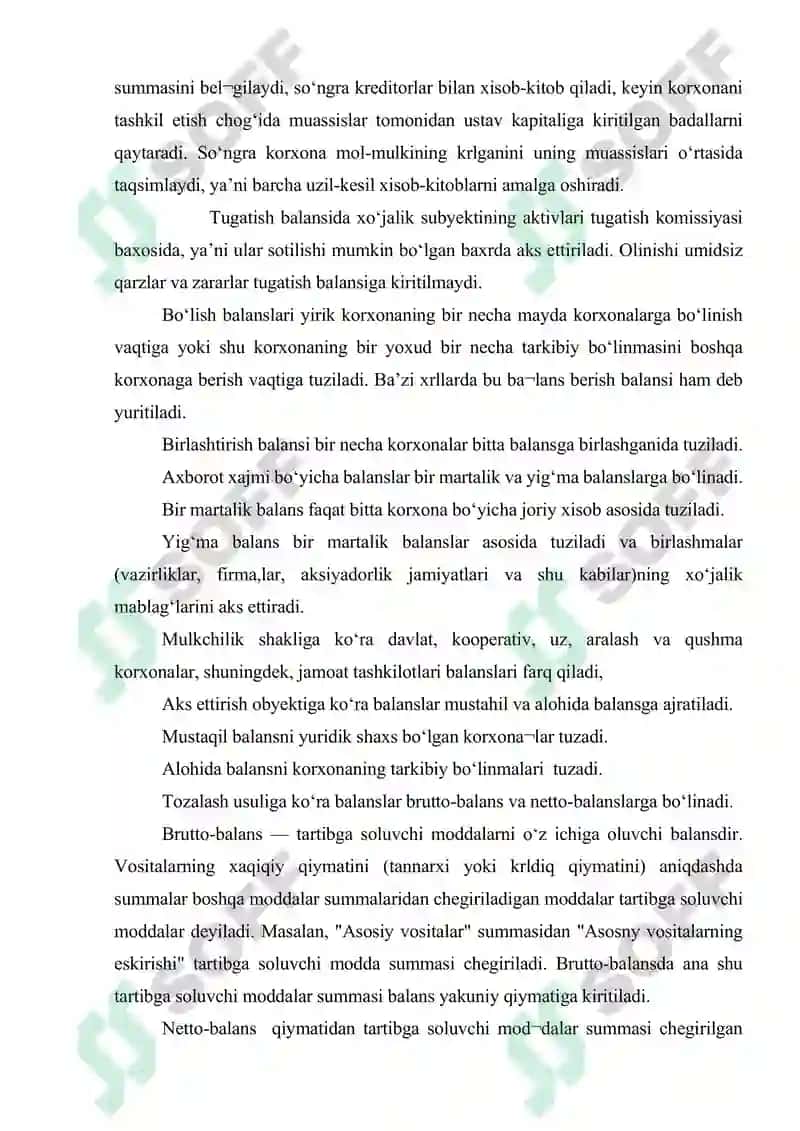 BUXGALTERIYA BALANSINING MAZMUNI, TARKIBI, TUZILISHI VA TASNIFLANISHI 2