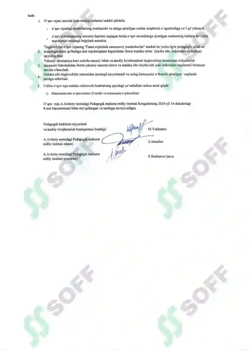 Umumiy o„rta ta‟lim muassasalari Matematika fani o„qituvchilari uzluksiz kasbiy rivojlantirish kursi 2