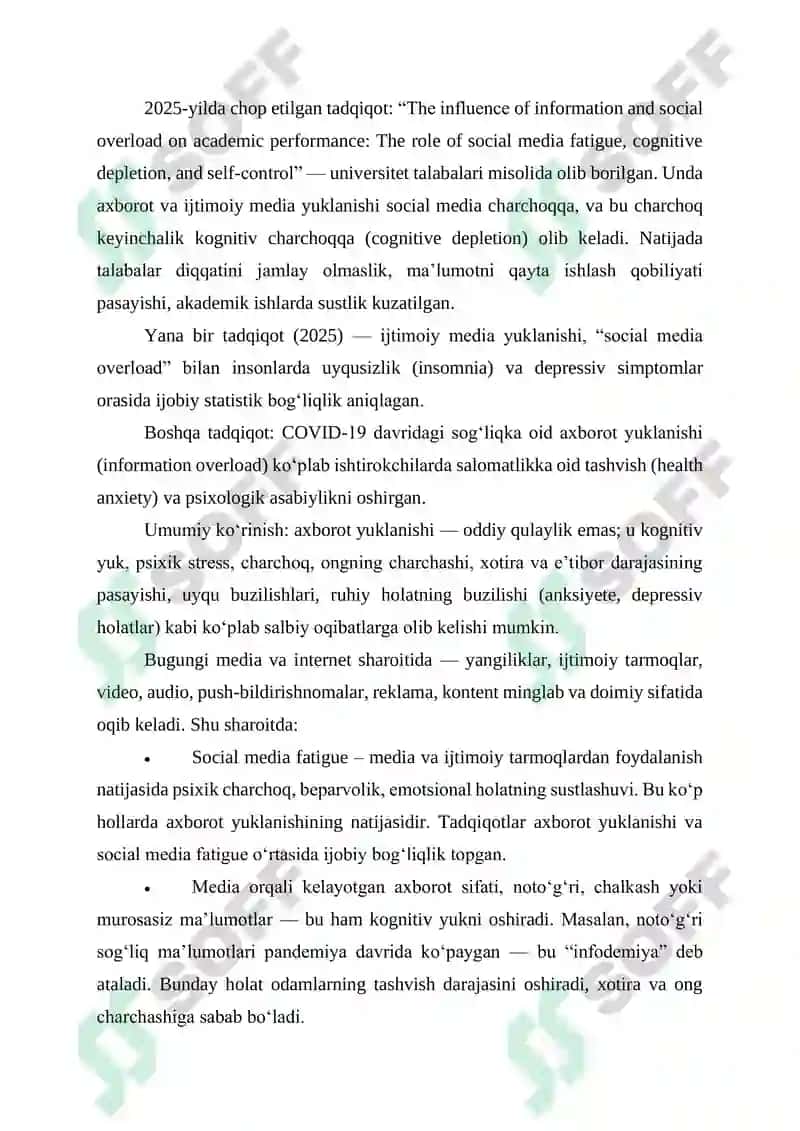 AXBOROT OQIMINING KUCHAYISHI VA INSON PSIXIK BARQARORLIGI: KOGNITIV YUKLANISH NAZARIYALARI 2
