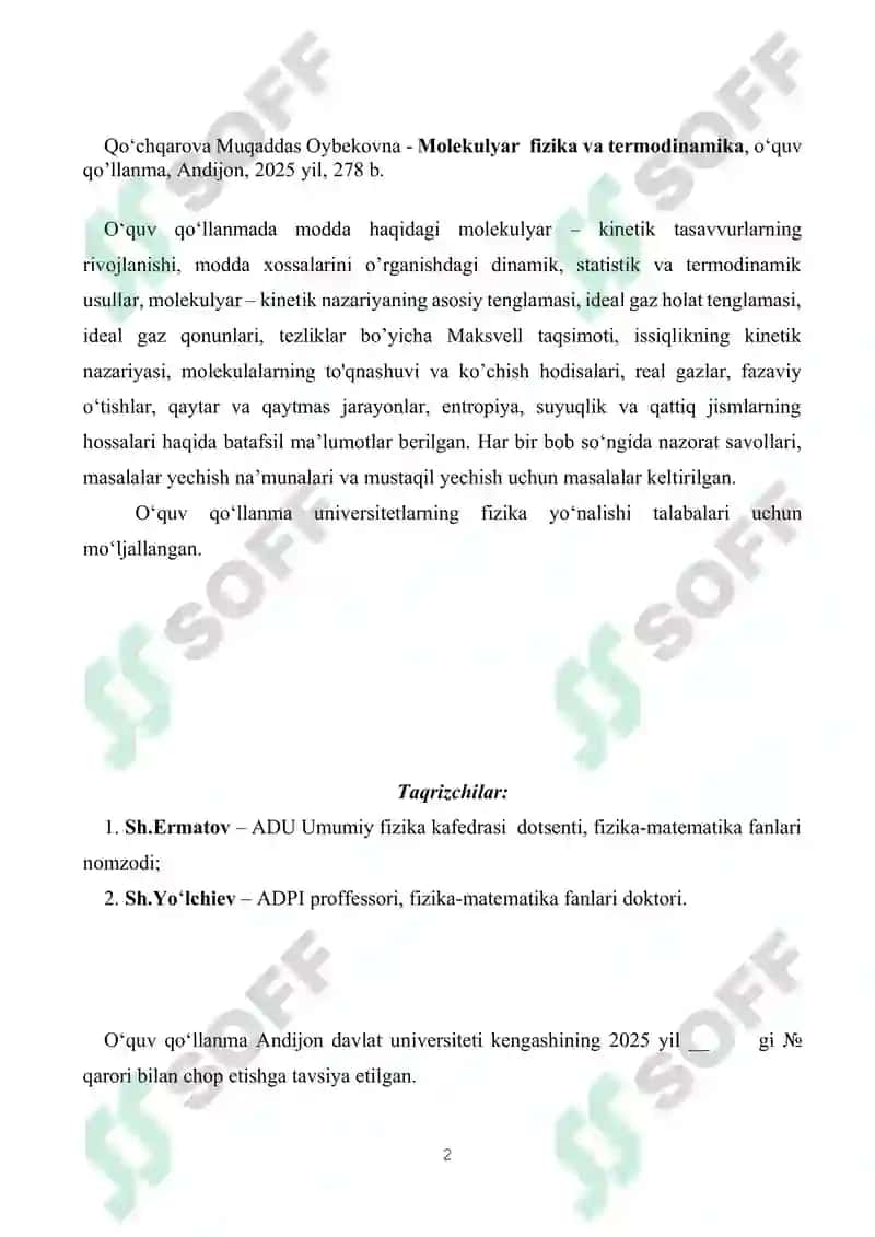 Molekulyar fizika va termodinamika 2