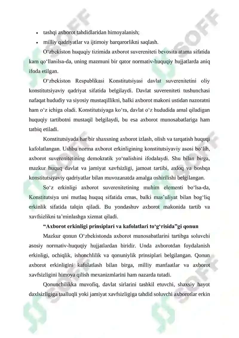 O‘ZBEKISTONDA AXBOROT SUVERENITETI KONSEPSIYASINING HUQUQIY ASOSLARI 2
