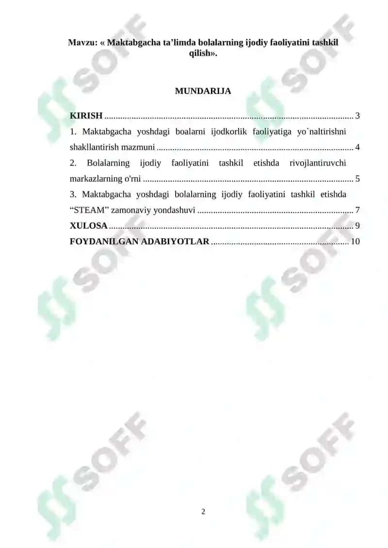 Maktabgacha ta'limda bolalarning ijodiy faoliyatini tashkil qilish 2