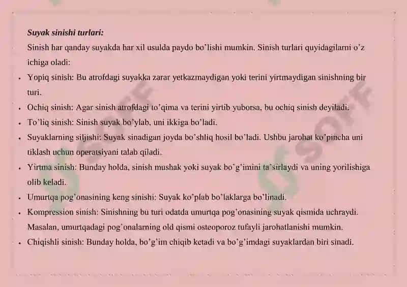 Suyak sinishining turlari 2