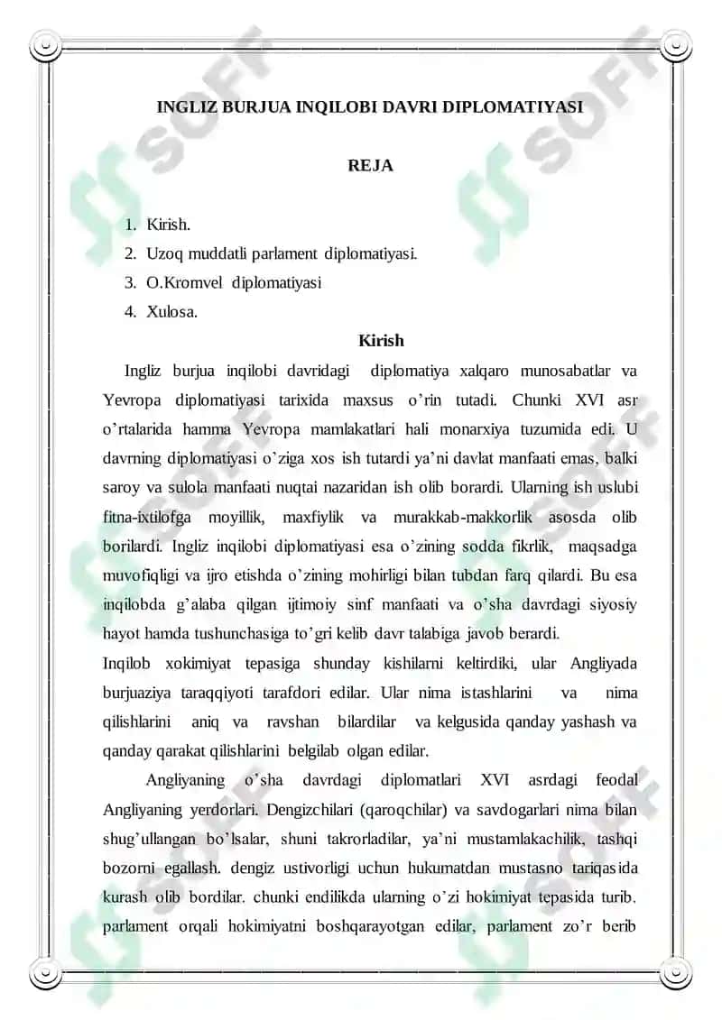 INGLIZ BURJUA INQILOBI DAVRI DIPLOMATIYASI 2