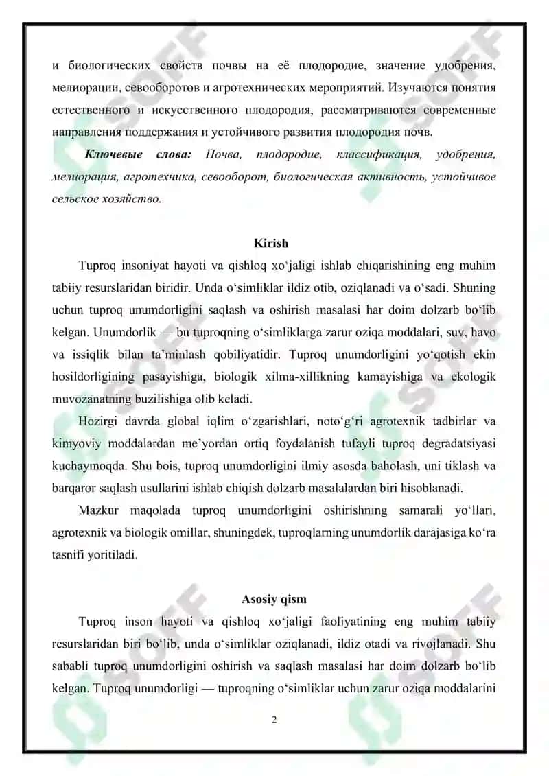 TUPROQ UNUMDORLIGINI OSHIRISH VA TASNIFI 2
