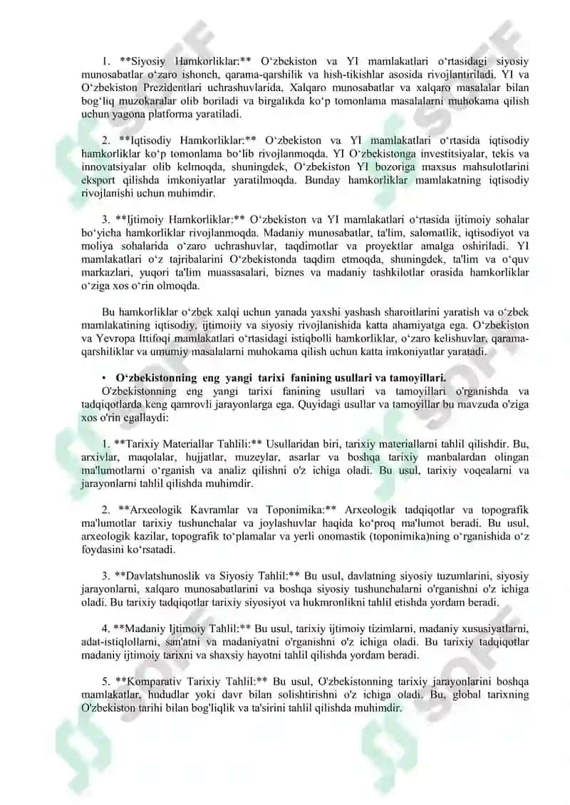 O‘zbekistonning eng yangi tarixi fanining fan sifatida tutgan o‘rni 2