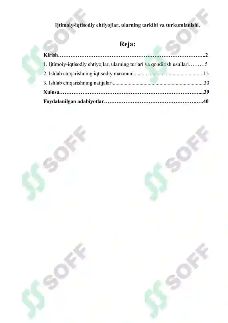 Ijtimoiy-iqtisodiy ehtiyojlar, ularning tarkibi va turkumlanishi 2