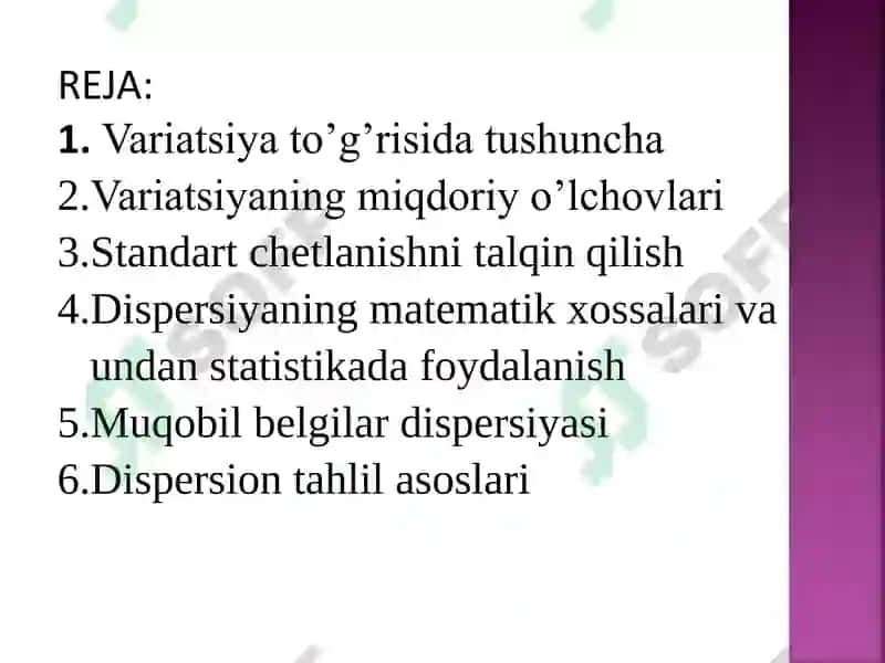 Statistikda Variatsiyani Baholash Usullari va Dispersion Tahlil Asoslari 2