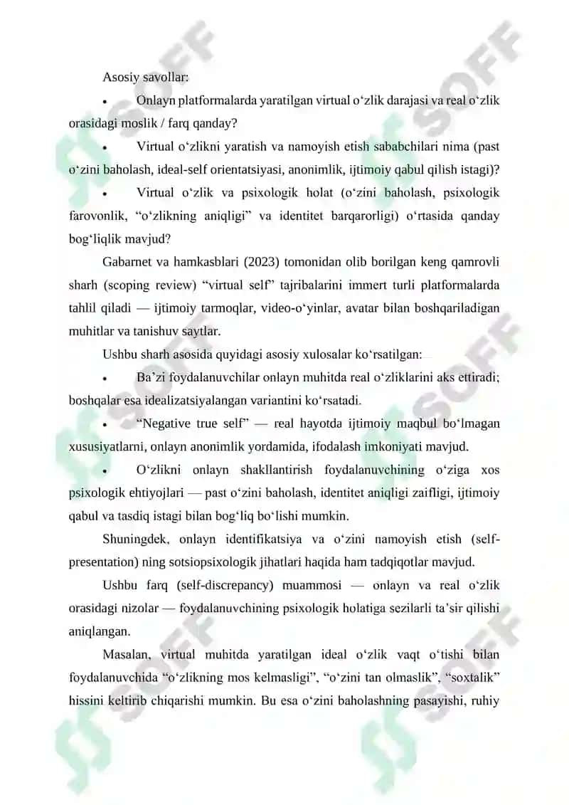 VIRTUAL MUHITDA SHAXS IDENTIFIKATSIYASI JARAYONI: PSIXOLOGIK VA SOTSIOLOGIK YONDASHUVLAR 2