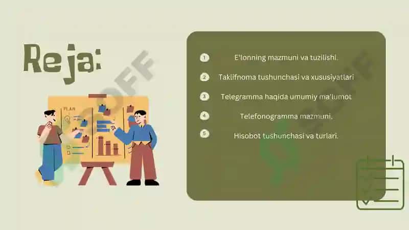 E'lon,taklifnoma,telegramma,telefonogramma,hisobot 2