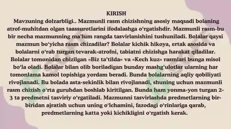 ILK YOSH GURUHIDAGI BOLALARGA RASM CHIZISHNI O‘RGATISH 2